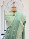 Evelyn Sea Green Crepe Silk Saree
