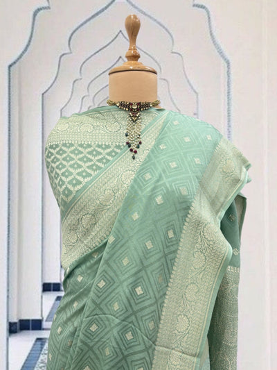 Evelyn Sea Green Crepe Silk Saree