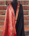 Black and Red Crepe Silk Saree