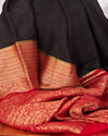 Black and Red Crepe Silk Saree