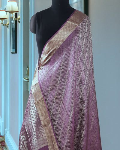 Mauve Chevron Crepe silk Saree