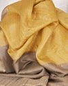 Yellow and Grey Chevron Crepe silk Saree