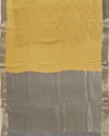 Yellow and Grey Chevron Crepe silk Saree