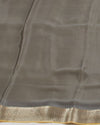 Yellow and Grey Chevron Crepe silk Saree