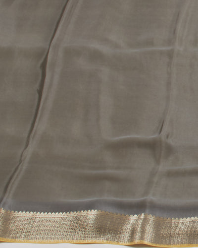 Yellow and Grey Chevron Crepe silk Saree
