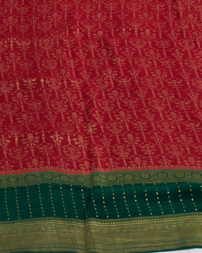 Maroon & Green Crepe silk Saree