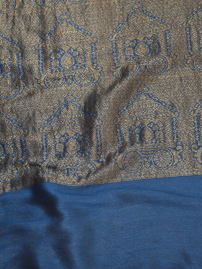 Mysuru Dark Blue Chevron Matka Georgette Saree