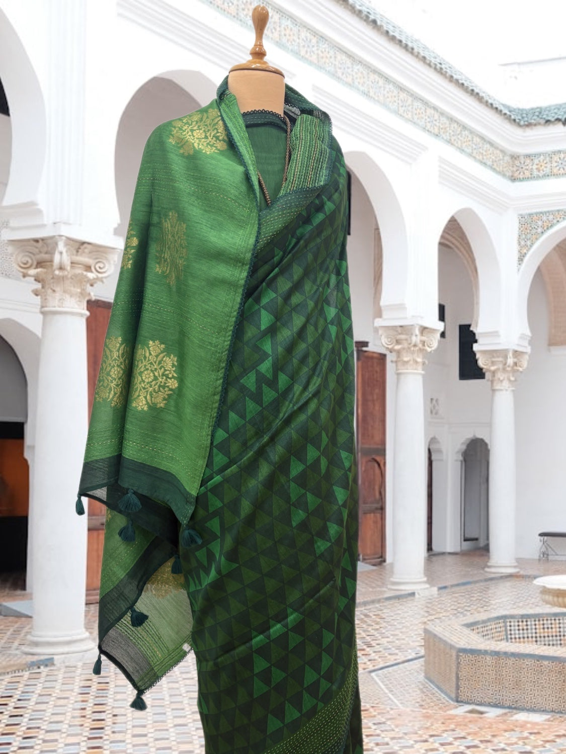 Damyanti Green Moonga Cotton Saree