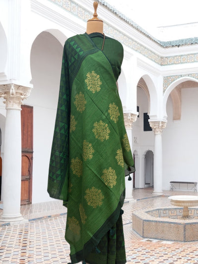 Damyanti Green Moonga Cotton Saree