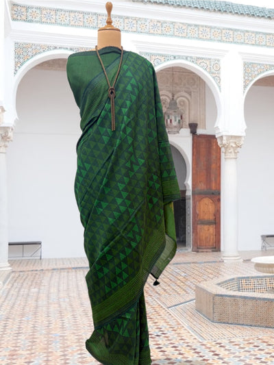 Damyanti Green Moonga Cotton Saree