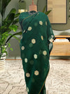 Columbian Emerald Green Muslin Organza Saree