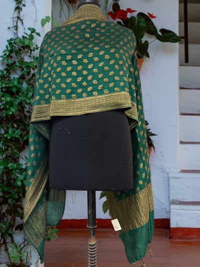 Jadine emerald Green Matka Georgette stole Dupatta