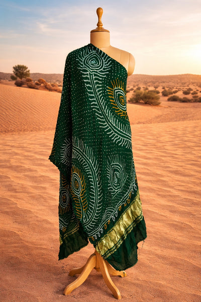 Mandawa Green Bandhani Dupatta