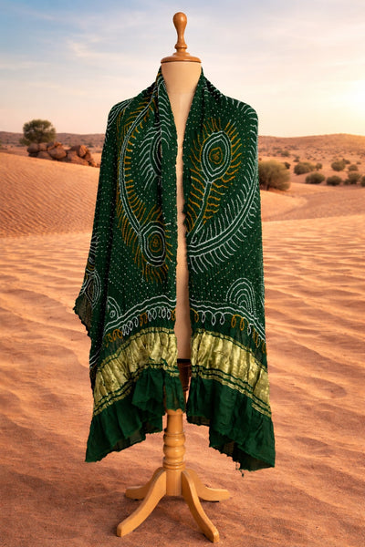 Mandawa Green Bandhani Dupatta