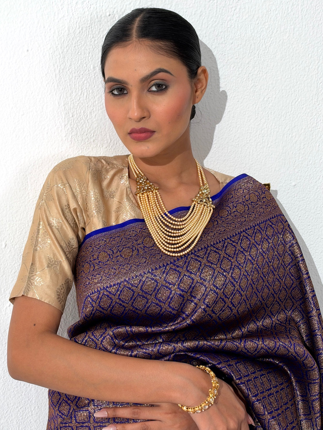 Nadtarangini Blue Brocade Silk Saree
