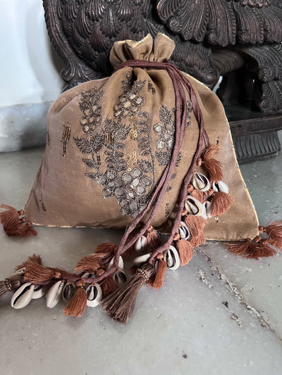 Gayatri Beige Gota Work Potli