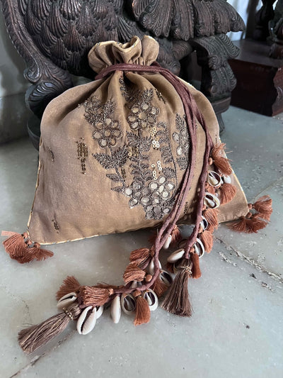 Gayatri Beige Gota Work Potli