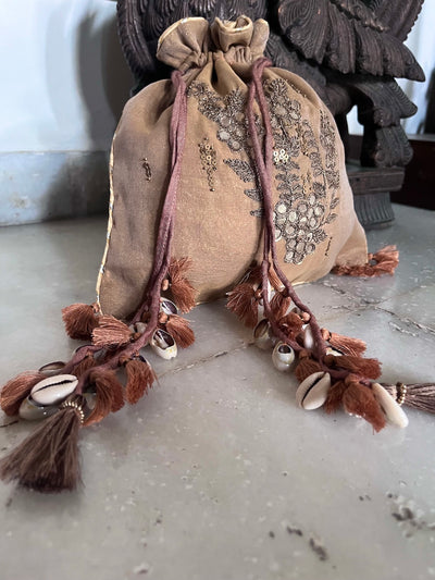 Gayatri Beige Gota Work Potli
