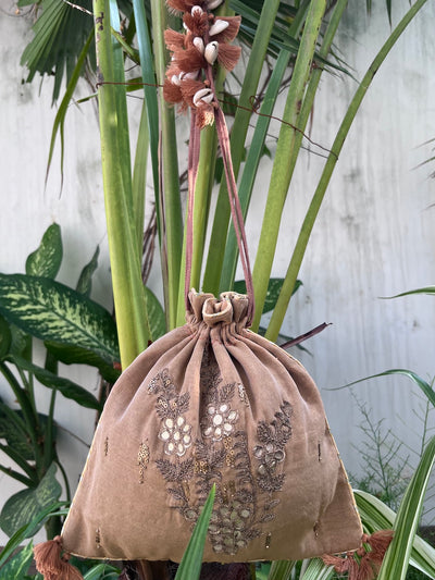 Gayatri Beige Gota Work Potli