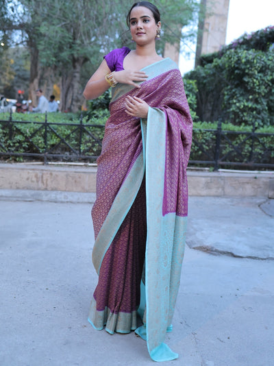 Kalyani Purple Chinon Crepe Silk Saree