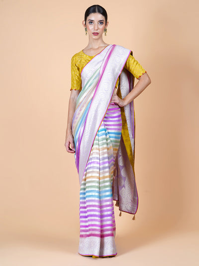 Satrangi Pink Khaddi Georgette Sari