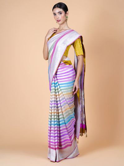 Satrangi Pink Khaddi Georgette Sari