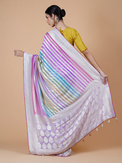 Satrangi Pink Khaddi Georgette Sari
