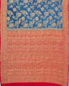 Love Birds Teal Blue Khaddi Georgette Sari