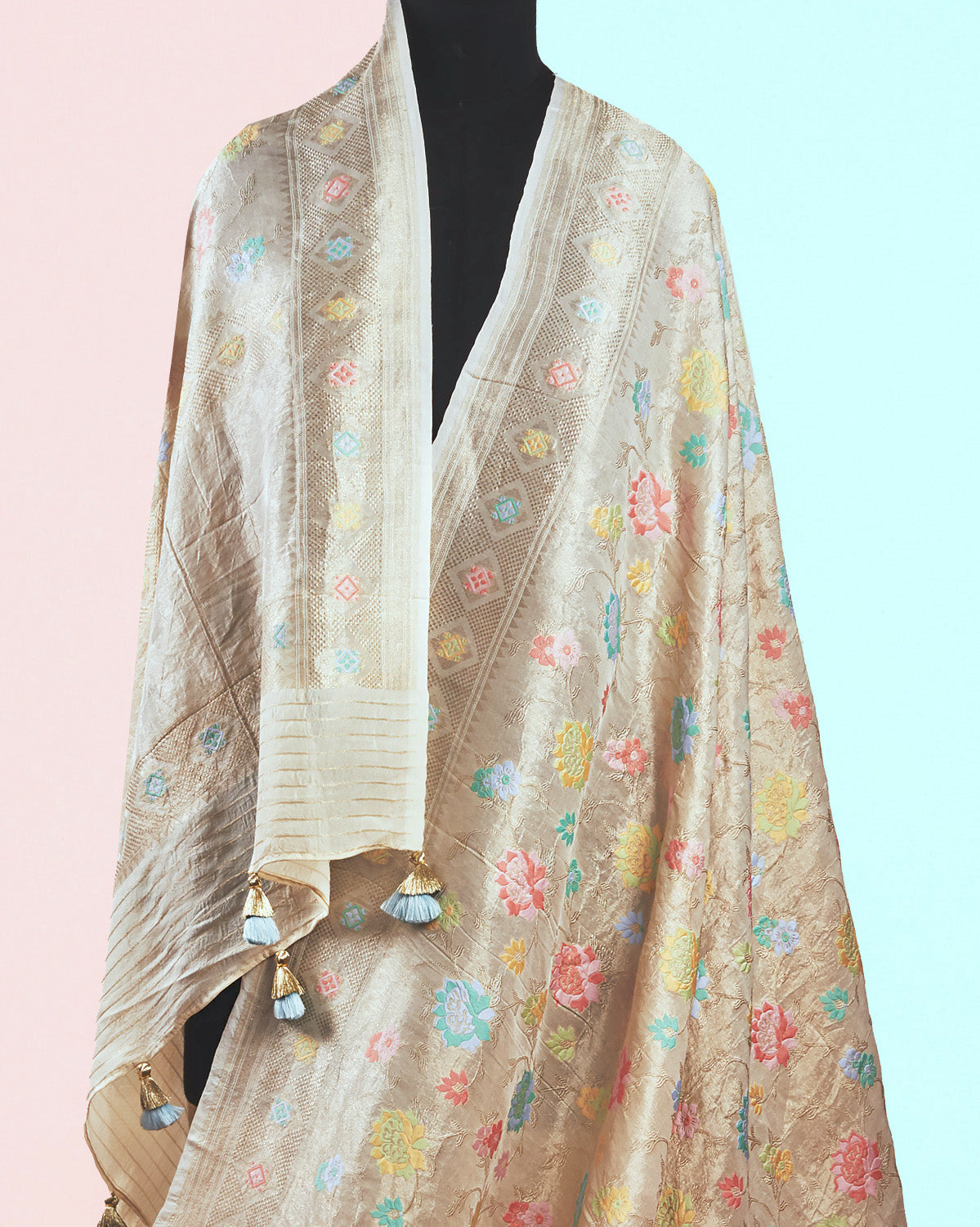 Fleur Silver Tissue Georgette Saree