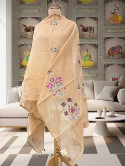 Golden Embroidered Tissue Dupatta