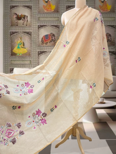 Golden Embroidered Tissue Dupatta