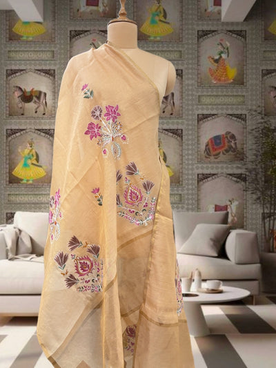 Golden Embroidered Tissue Dupatta