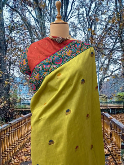 Noorjahan Green Kashmiri Jamavar Matka Georgette Saree