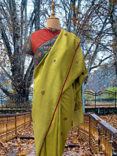 Noorjahan Green Kashmiri Jamavar Matka Georgette Saree