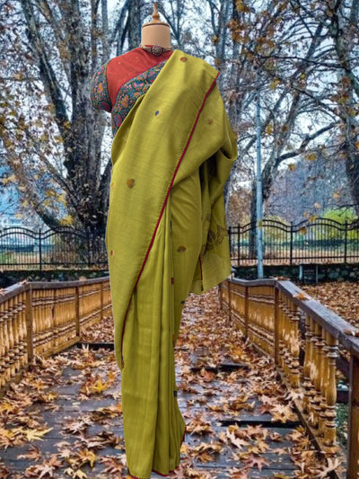 Noorjahan Green Kashmiri Jamavar Matka Georgette Saree