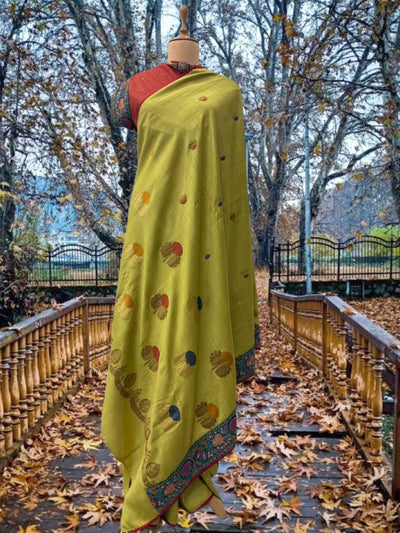 Noorjahan Green Kashmiri Jamavar Matka Georgette Saree