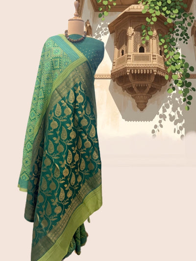 Abbakka Green Moonga Cotton Saree
