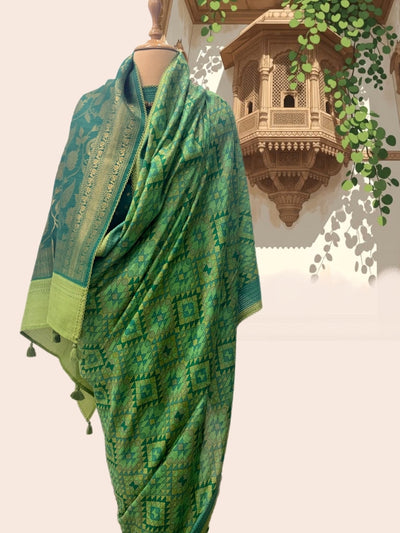 Abbakka Green Moonga Cotton Saree