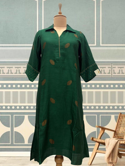 Green Antique Booti Matka Georgette Kurta
