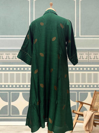 Green Antique Booti Matka Georgette Kurta