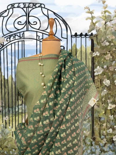Labyrinth Green Cotton Saree