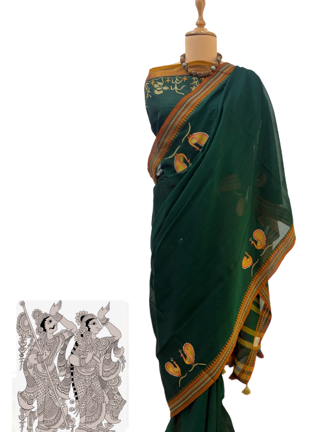 Dharwad Green Embroidered Cotton Saree