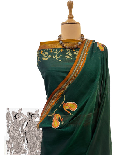 Dharwad Green Embroidered Cotton Saree