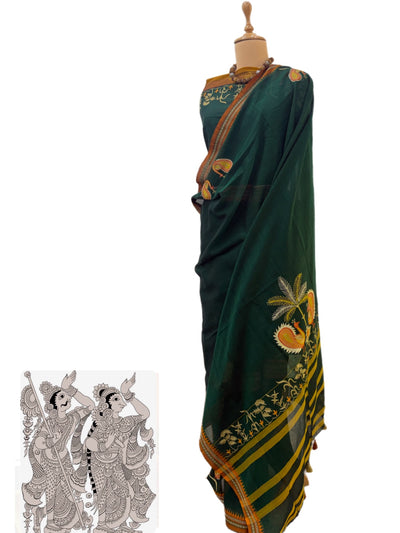Dharwad Green Embroidered Cotton Saree