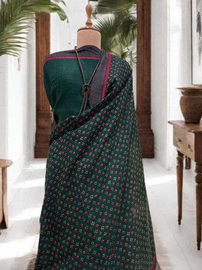 Pichola Green Cotton Saree