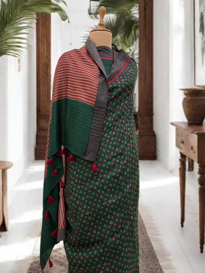 Pichola Green Cotton Saree