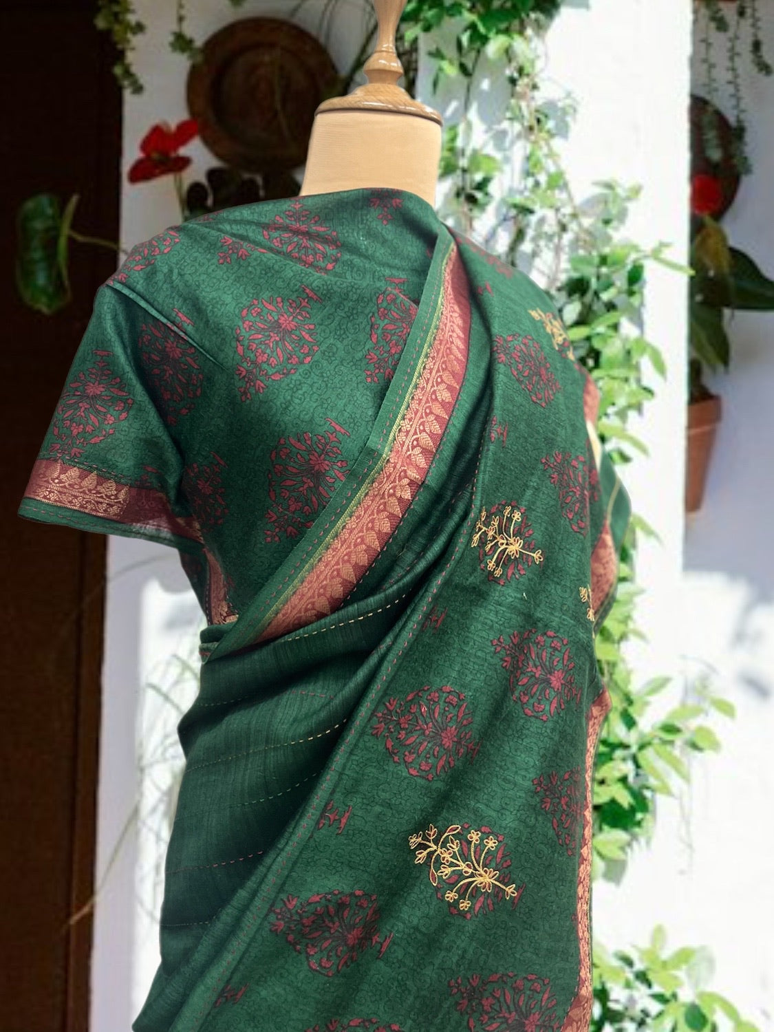 Damyanti Green Moonga Cotton Saree