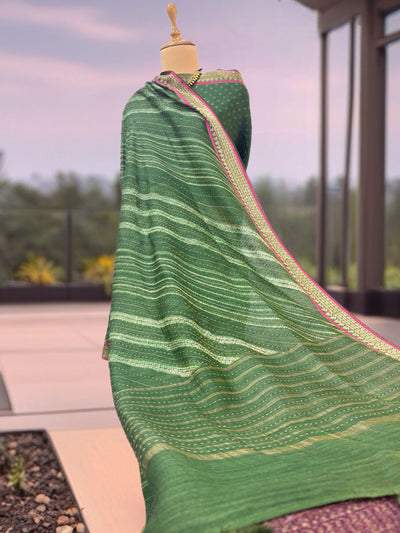 Swapnasundari Green Moonga Cotton Printed Saree
