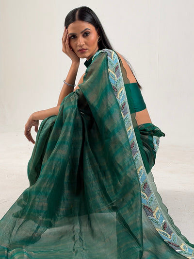Diva Green Embroidered Saree
