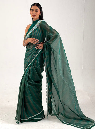 Diva Green Embroidered Saree